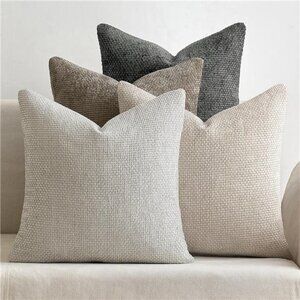 Pack of 4 Couch Throw Pillow Covers 18x18 Inch Neutral Soft Decorative